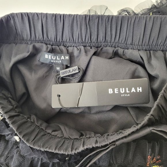 Beulah Style Black Ruffled Tulle High Low Embroidered Skirt NWT - Picture 6 of 8